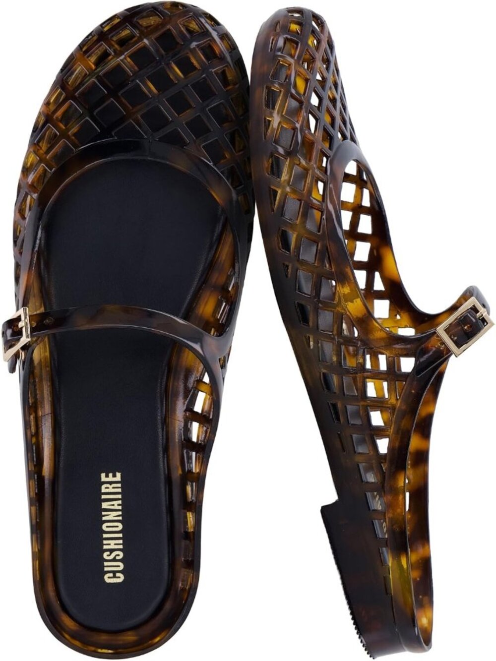 Women's Tortoise Mary Janes Closed Toe Mule Design Adjustable Strap Flat Sandal